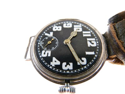 Lot 66 - World War I period silver cased Trench watch