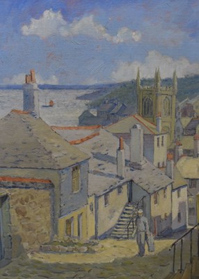 Lot 582 - Charles Penrose - Oil on board - 'Barnoon Hill', St. Ives