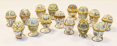 Lot 288 - Collection of fifteen Halcyon Days Bilston and Battersea Enamel Easter Eggs