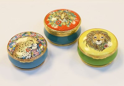 Lot 287 - Three Halcyon Days limited edition Bilston enamel boxes