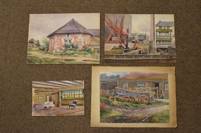 Lot 656 - Charles Browne Core, (1860-1947) - Folio of watercolours - Farms etc
