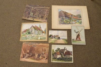 Lot 656 - Charles Browne Core, (1860-1947) - Folio of watercolours - Farms etc