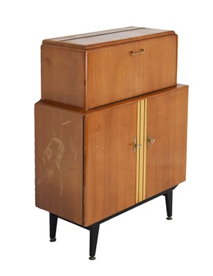 Lot 733 - 1950s teak veneer cocktail cabinet/drinks cabinet