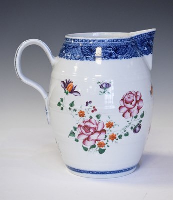 Lot 394 - Late 18th Century Chinese Famille-Rose porcelain barrel-shaped jug