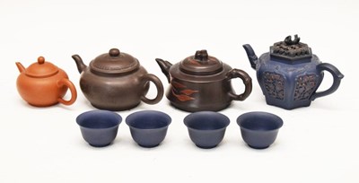 Lot 396 - Group of Chinese Yixing ware teapots