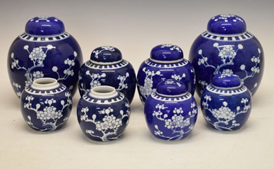 Lot 250 - Collection of eight Chinese porcelain ginger jars