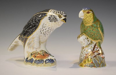 Lot 302 - Royal Crown Derby - Limited edition 'Amazon Green Parrot' figure, together with an Osprey (2)