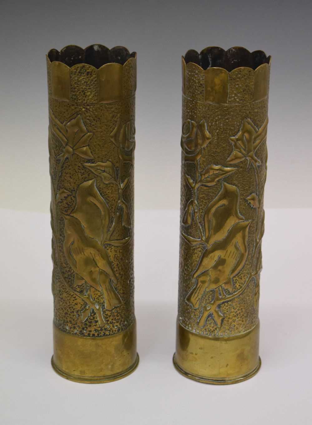 Lot 353 - Pair of trench art vases