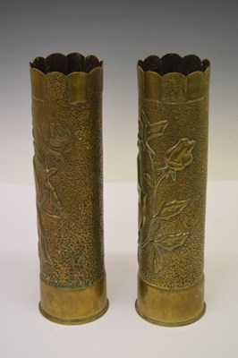 Lot 353 - Pair of trench art vases