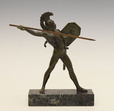 Lot 259 - Early 20th Century patinated bronze figure of a gladiator