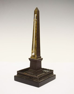 Lot 242 - French Grand Tour bronze obelisk thermometer