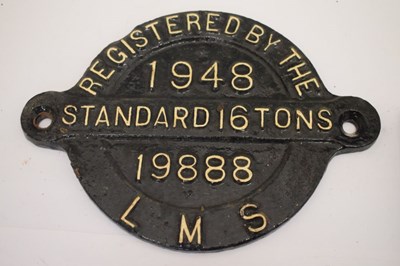 Lot 217 - Quantity of railway/ wagon plates and centenary medal