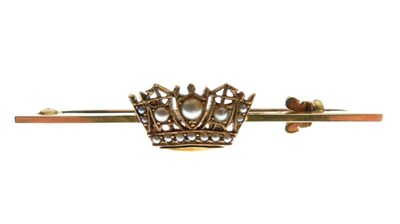 Lot 36 - Naval crown bar brooch set seed pearls