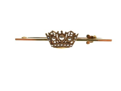 Lot 36 - Naval crown bar brooch set seed pearls