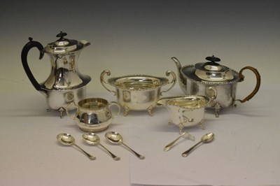 Lot 629 - EPNS four piece tea set, sugar bowl and flatware