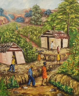 Lot 579 - Group of Haitian School oil paintings on canvas