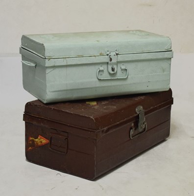 Lot 606 - Two vintage painted tin trunks