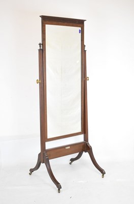 Lot 591 - Edwardian mahogany framed cheval mirror