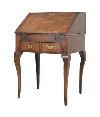 Lot 446 - Small early 19th Century country oak dropleaf bureau