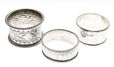 Lot 86 - Three silver napkin rings