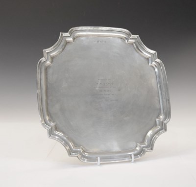 Lot 102 - George V silver salver with pie-crust edge