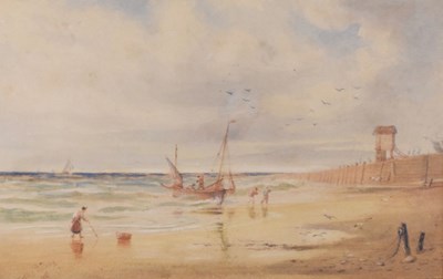 Lot 566 - Anthony Vandyke Copley Fielding (British, 1787-1855) - Watercolour - Ramsey Pier