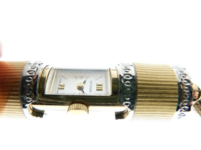 Lot 74 - Bucherer - Small cylindrical lady's pendant watch