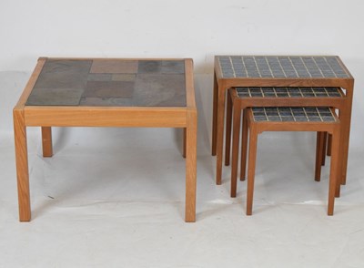 Lot 520 - Danish mid Century teak nest of three tiled top tables