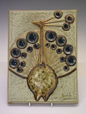 Lot 318 - Joseph Simon - Soholm - Peacock wall plaque