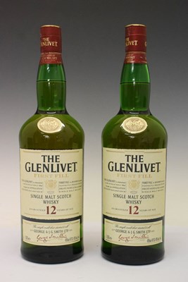 Lot 453 - Two 1 litre bottles of The Glenlivet 'First Fill' 12 year Speyside Single Malt Scotch Whisky