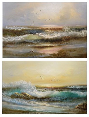 Lot 575 - H. Gailey - Pair of oils on canvas - Seascapes