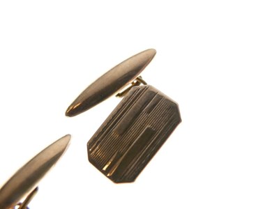 Lot 33 - Pair of 9ct gold cufflinks, and pair of gold-front cufflinks