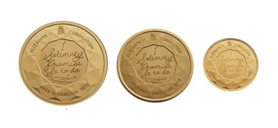 Lot 185 - Elizabeth II Gibraltar Sapphire Coronation Jubilee gold three-coin set, 2018