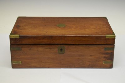 Lot 598 - Walnut brass bound writing box