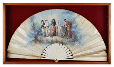 Lot 223 - Late 19th or early 20th Century silk decorated fan