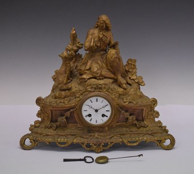 Lot 431 - Late 19th Century French spelter cased mantel clock