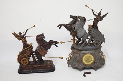 Lot 434 - French spelter chariot figural clock, and chariot