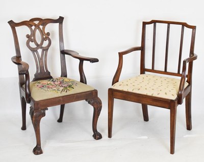 Lot 514 - Two mahogany elbow chairs