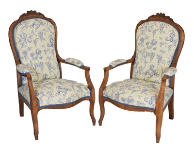 Lot 554 - Pair of 19th Century-style salon chairs