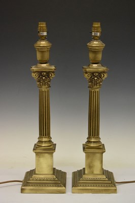 Lot 489 - Pair of Chelsom Corinthian style column table lamps