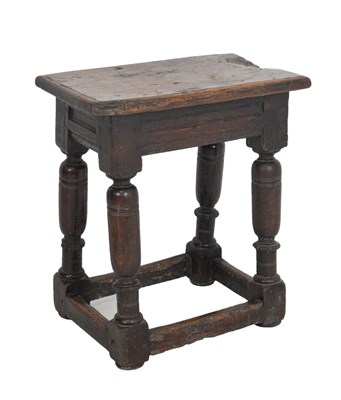 Lot 671 - 17th Century oak joined stool