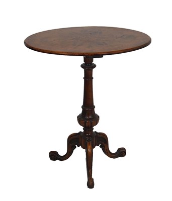 Lot 470 - Victorian inlaid walnut tripod occasional table