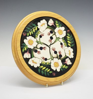 Lot 409 - Moorcroft Pottery - Circular RHS Scotch Rose plaque