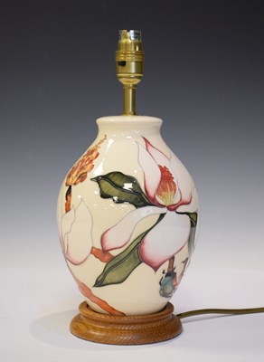 Lot 294 - Moorcroft Pottery - Calypso pattern table lamp on a fixed wooden base