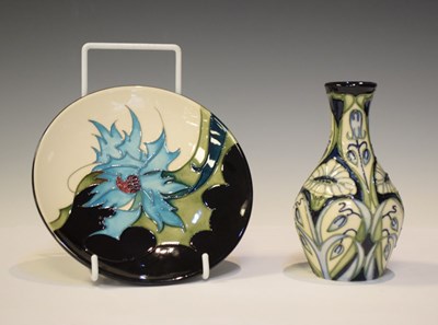 Lot 300 - Moorcroft Pottery -  'Rain Daisy' bud vase and thistle plate