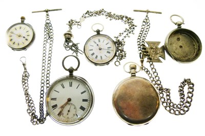 Lot 77 - Two pocket watches, two fob watches, etc.