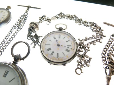 Lot 77 - Two pocket watches, two fob watches, etc.