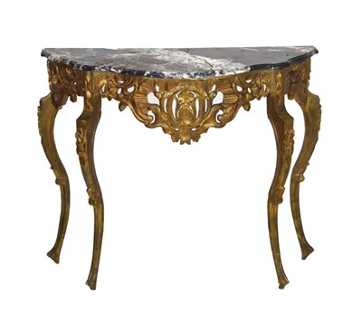 Lot 544 - Giltwood console table with black and white marble top