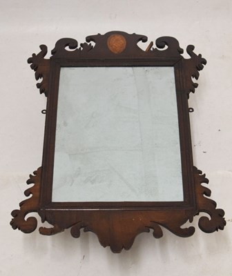 Lot 624 - Georgian-style mahogany inlaid fretwork mirror