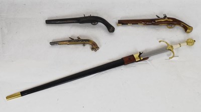 Lot 354 - Three reproduction firearms and a re-enactment sword